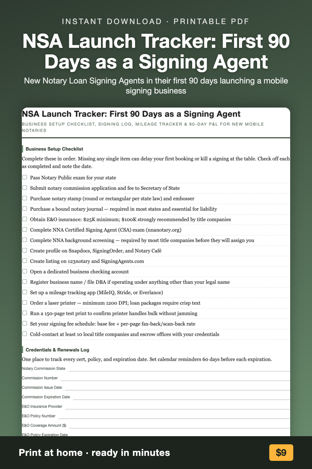 NSA Launch Tracker: First 90 Days as a Signing Agent